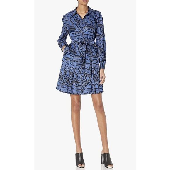 Sam Edelman Dresses & Skirts - Women's Sam Edelman Abstract Long Sleeve Shirtdress, Size 8 - Blue. NWT. $138.00